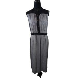 Tory Burch Blue Gemini Link Rampling Silk Belted Sleeveless Midi Dress Size 8
